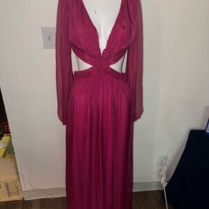 Elegant Cut-Out Maxi Dress in Deep Pink
